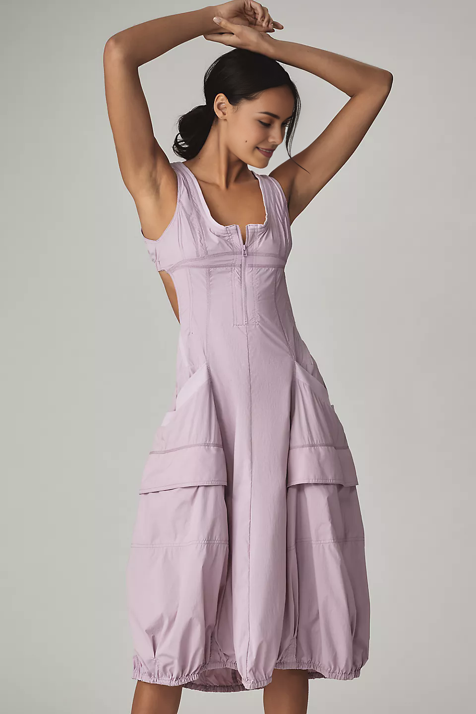 Daily Practice Fastpack Bubble-Hem Midi Dress (Buy 2 Free Shipping)