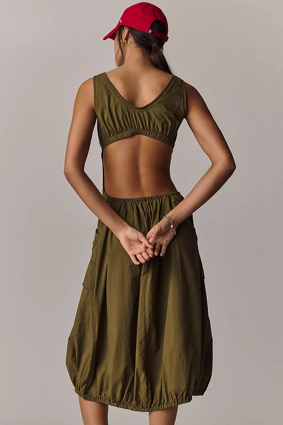 Daily Practice Fastpack Bubble-Hem Midi Dress (Buy 2 Free Shipping)