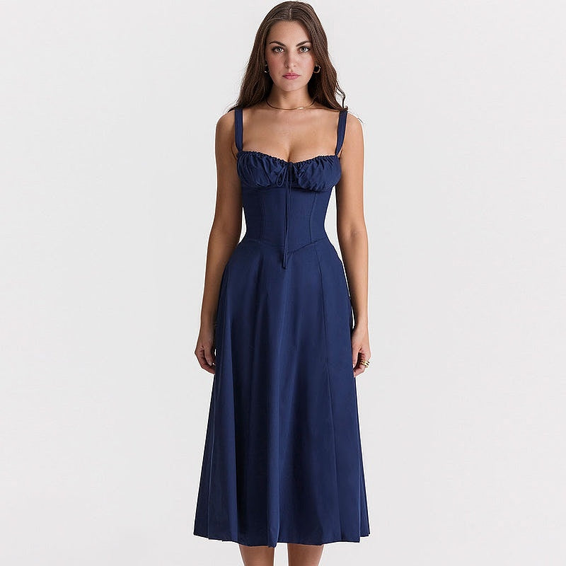 Suspender Strap Ruched Bustier Sun Dress(BUY 2 FREE SHIPPING)