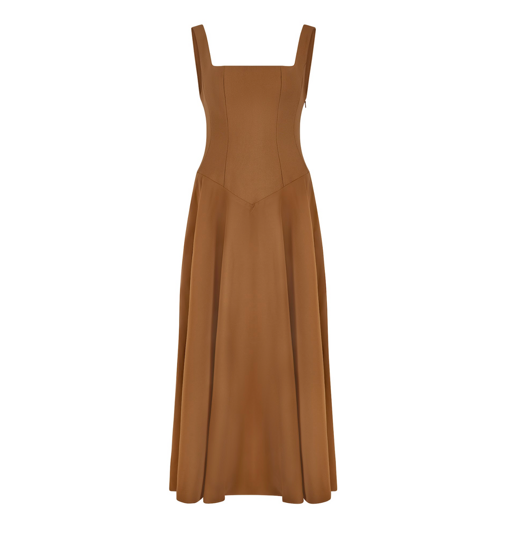 Muse Low Waist Square Neck Midi Dress(BUY 2 FREE SHIPPING)