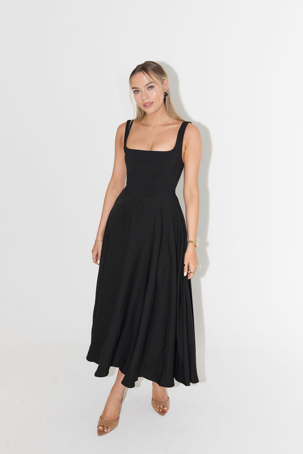 Muse Low Waist Square Neck Midi Dress(BUY 2 FREE SHIPPING)